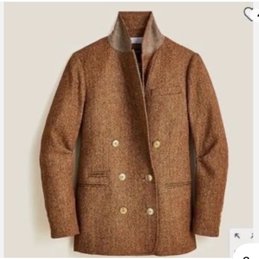 J Crew Double-breasted Wool Blazer in Herringbone - Picture 3 of 6